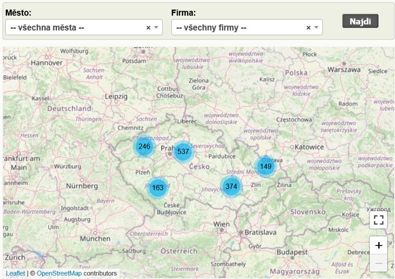 Čerpací stanice a ceny benzínu a nafty na nich. Mapa kurzy.cz