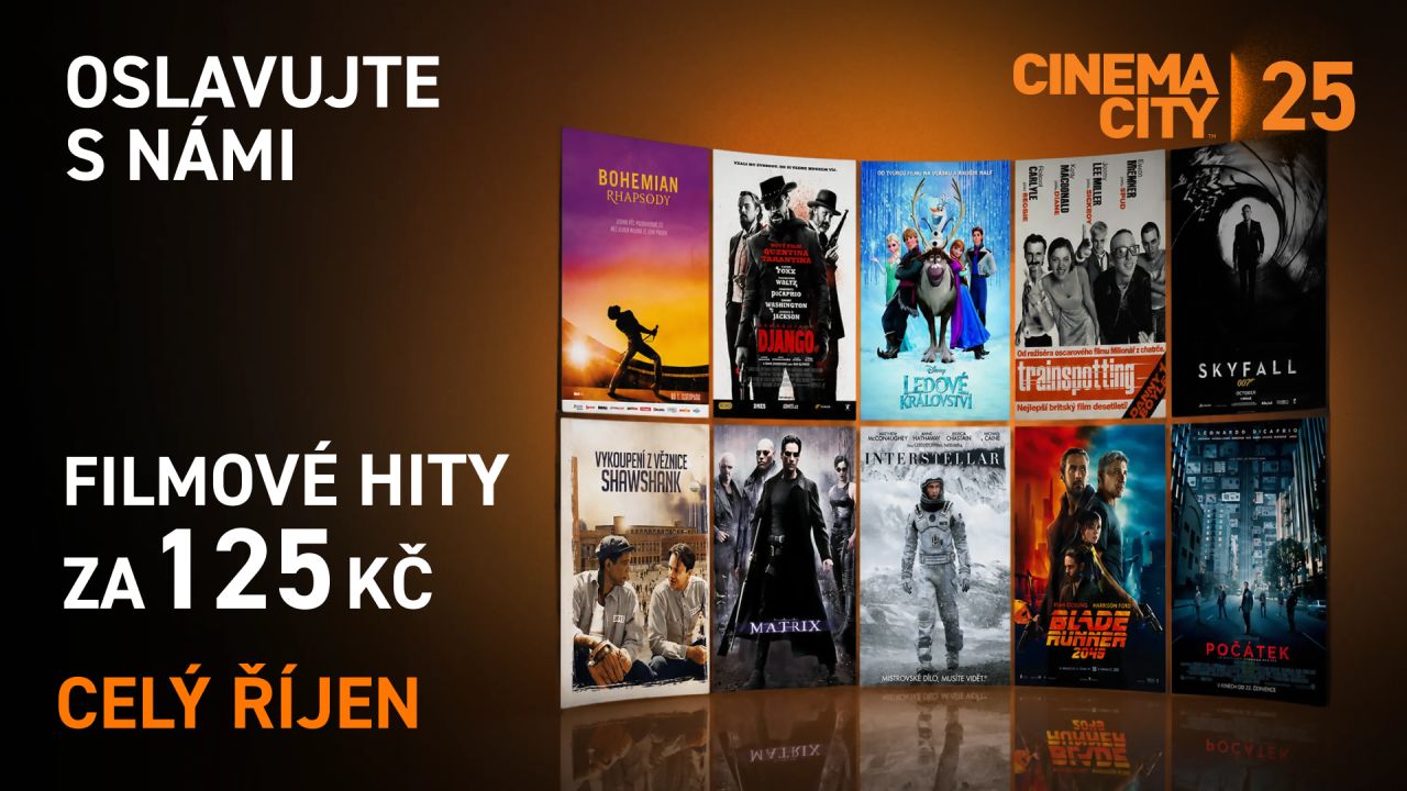 Cinema City slaví 25 let v České republice. Filmové hity vrací na plátna za 125 Kč